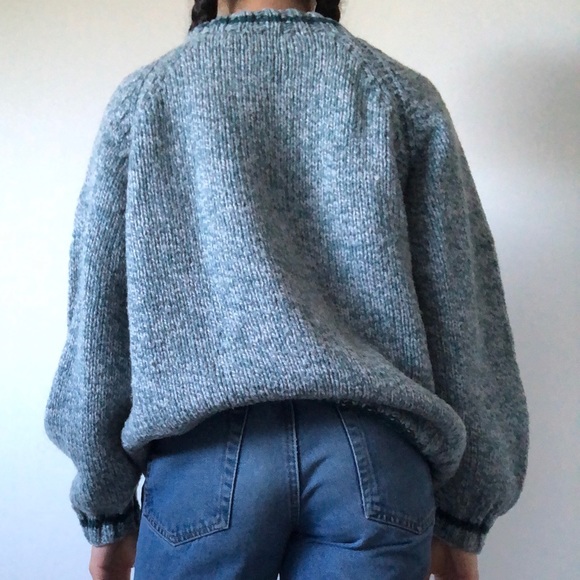 Oversized teal knit sweater - Picture 4 of 6